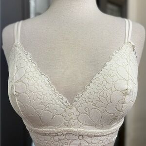 NWT Aerie Off White Real Happy Lace Bralette Wireless Bra | 34D